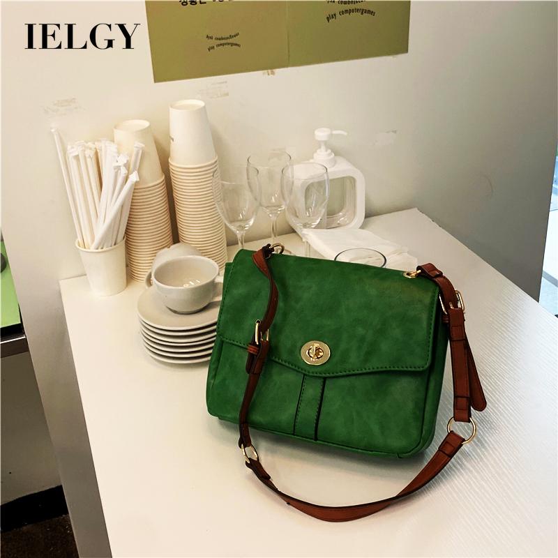 Túi đeo chéo messenger IELGY thiết kế kết cấu mịn phong cách đơn giản retro đa năng thời trang
