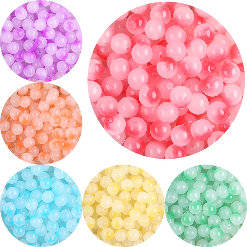 Bộ 25 hạt pha lê thủy tinh màu kẹo hỗn hợp 10mm làm trang sức thủ công