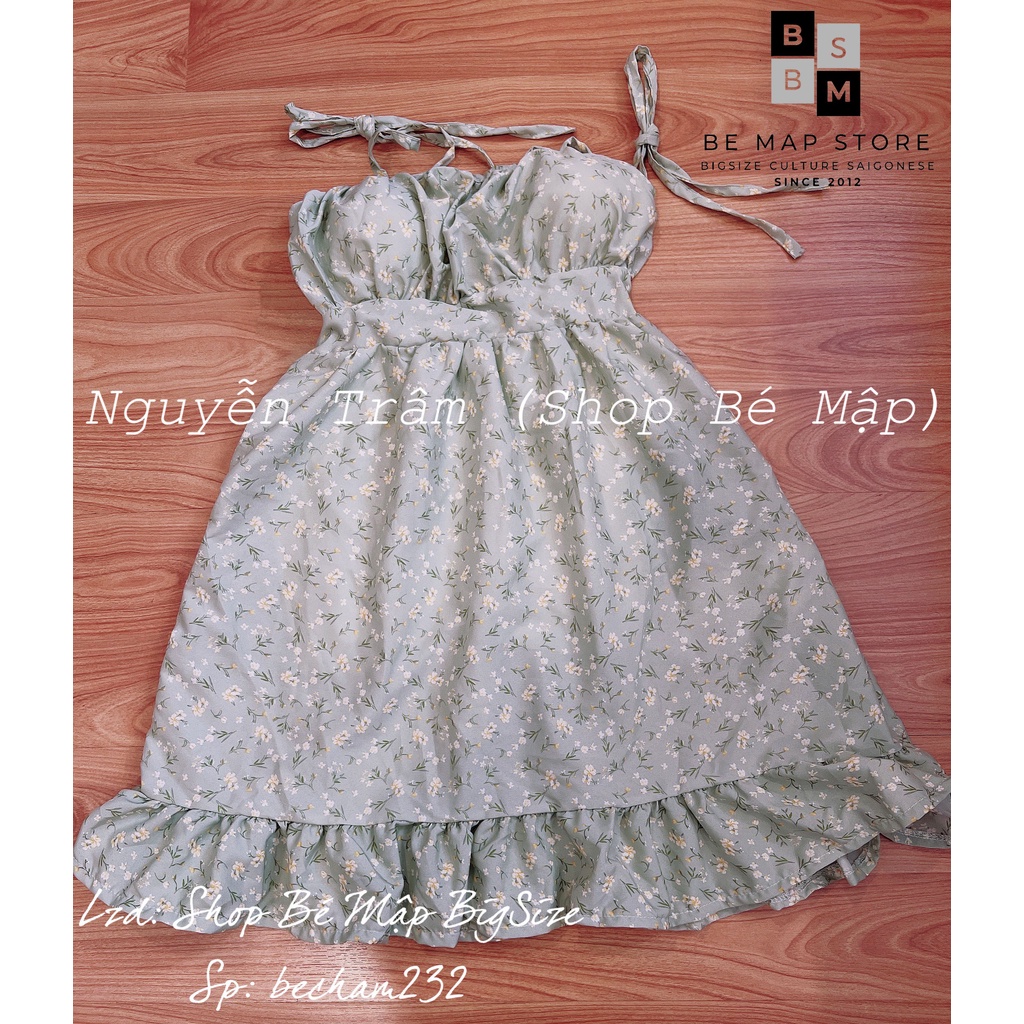 Đầm Xòe 2 Dây Hoa Nhí Cột Nơ Vai BigSize 50-77Kg
