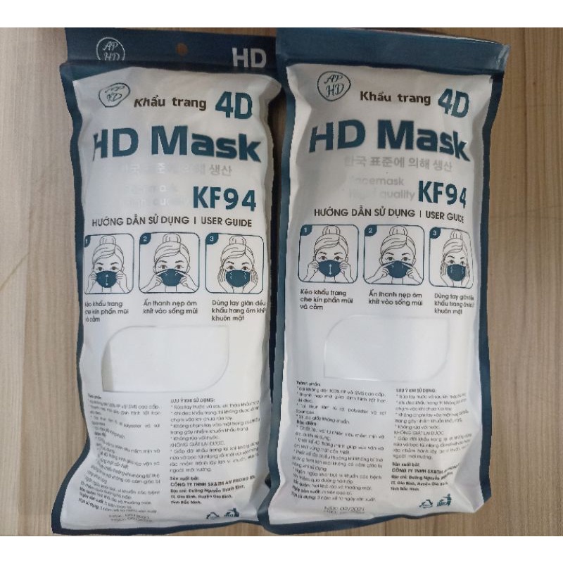 Set 100 Chiếc Khẩu trang 4 Lớp KF94 HD MASK Chống Bụi Mịn Và Kháng Khuẩn Hàng Cao Cấp