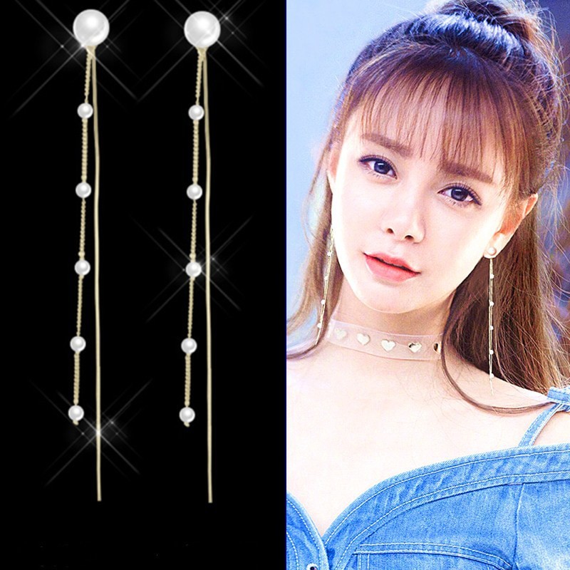 Bông tai bạc 925 dáng dài thanh lịch HOT TREND 2020