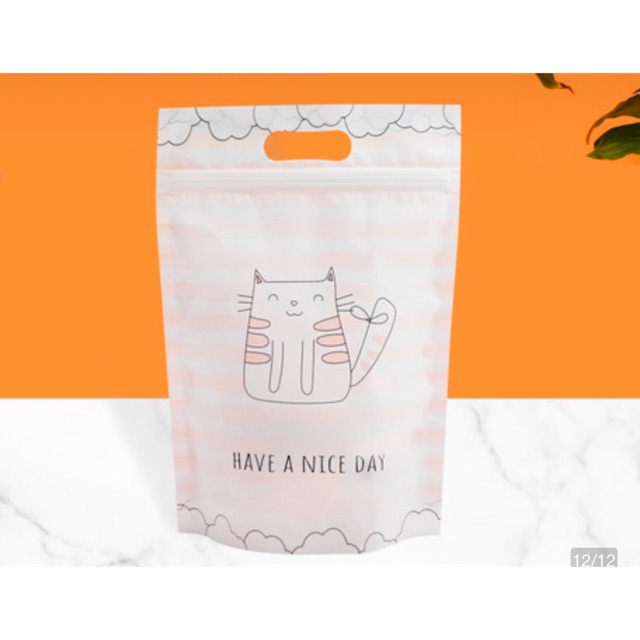 Túi zip hình mèo 10c mẫu Nice day