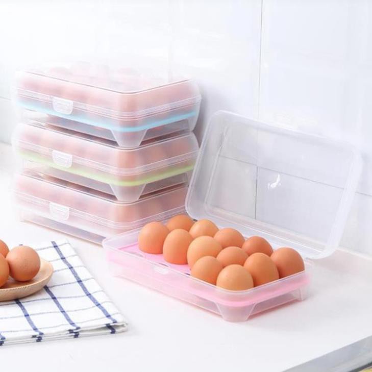Hộp nhựa đựng trứng trong suốt 15 ô có nắp đậy