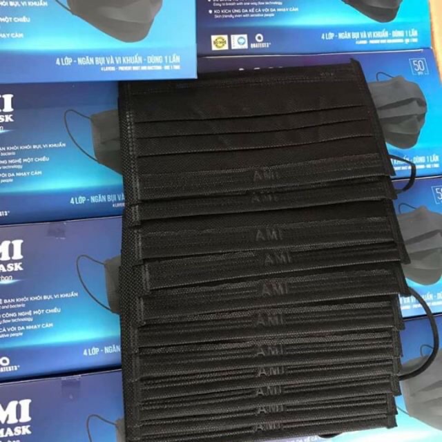 Khẩu trang kháng khuẩn Ami đen 4 lớp (hộp 50c)