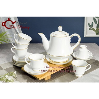 Bộ ấm chén Bát Tràng_Bộ bình trà Hoàng Gia vàng kim
