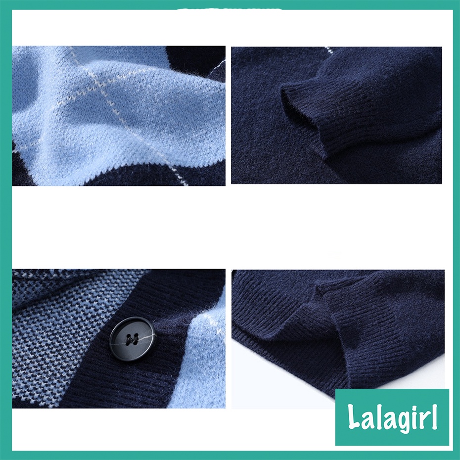 Áo khoác Cardigan len thổ cẩm xanh than phối kim cương dáng rộng