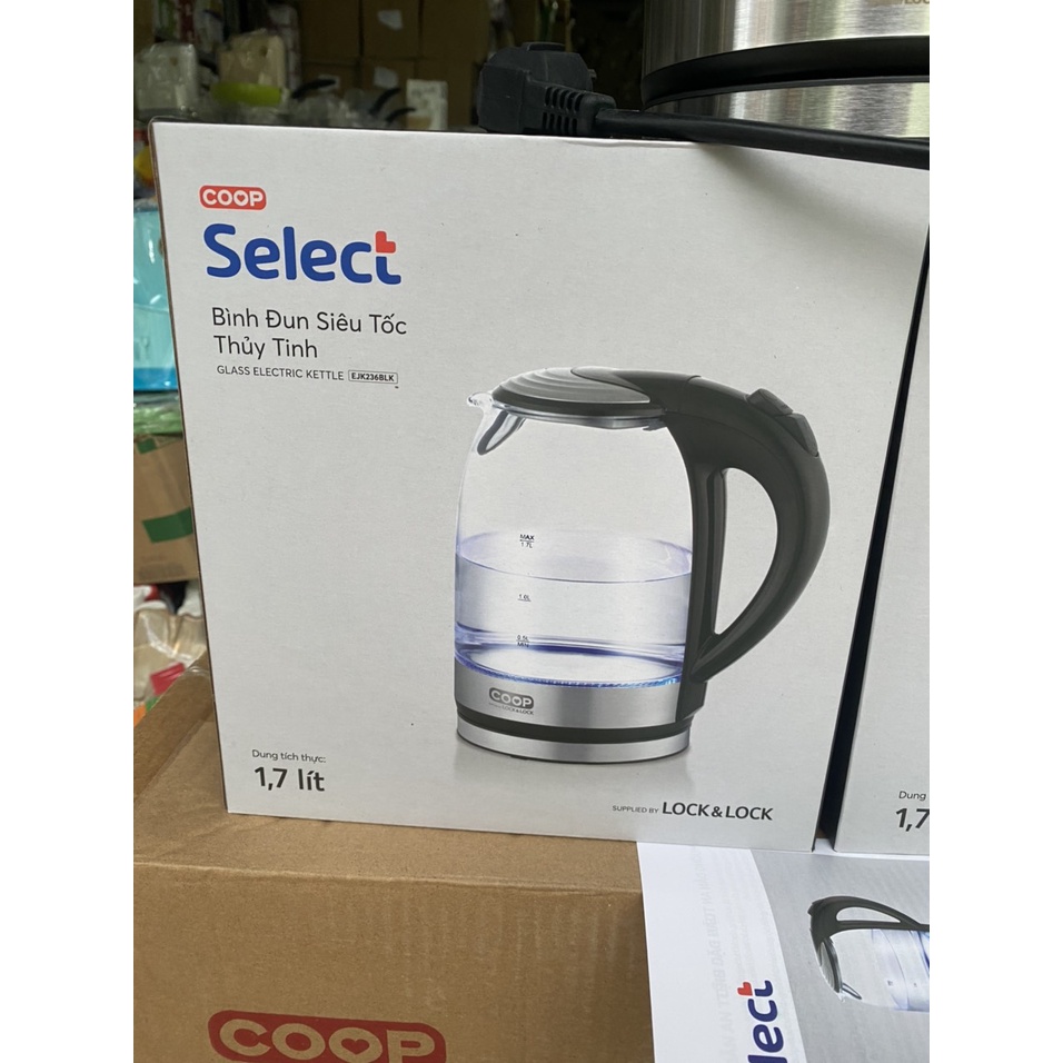 Bình đun siêu tốc thủy tinh Coop Select 1,7L, Hàng lock lock