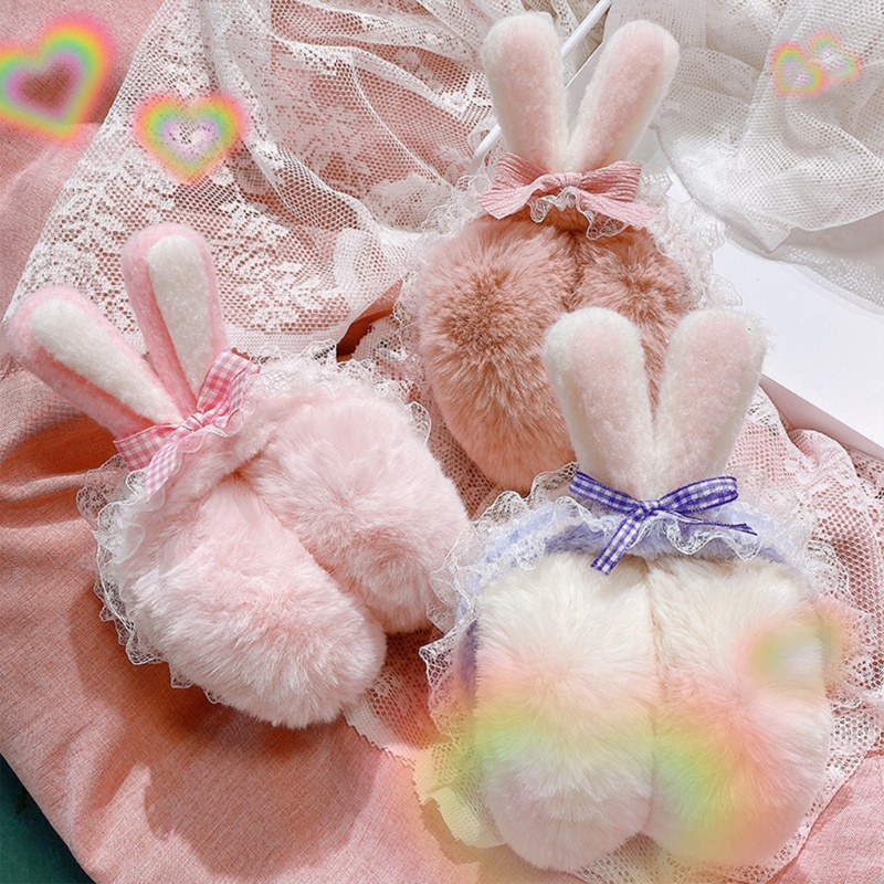 Bông Chụp Tai Giữ Ấm Thiết Kế Tai Thỏ Phong Cách Lolita Xinh Xắn Dành Cho Nữ