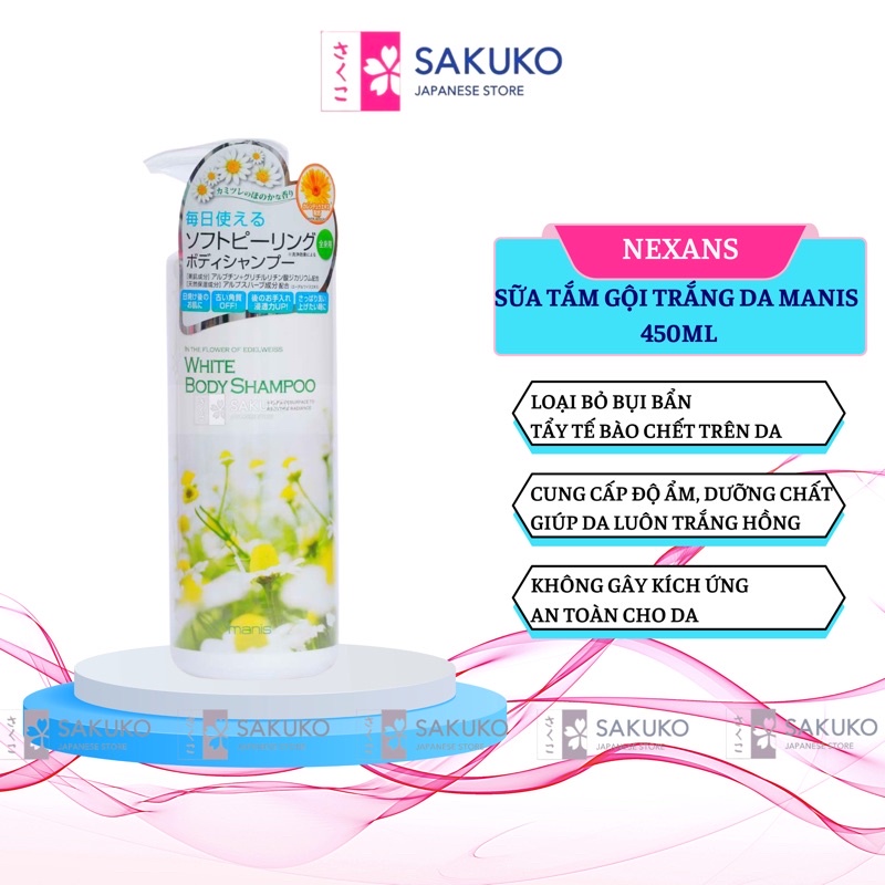 Sữa Tắm Gội Trắng Da Manis Hương Hoa Cúc Nội Đia Nhật 450ml - SAKUKO