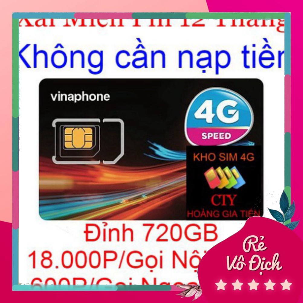 XẢ HÀNG LỚN [ MIỄN PHÍ 12T] SIM 4G VINA GÓI VD89 VÀ ĐỈNH 60G=2GB/NGÀY MIỄN PHÍ 12T KHÔNG CẦN NẠP TIỀN XẢ HÀNG LỚN