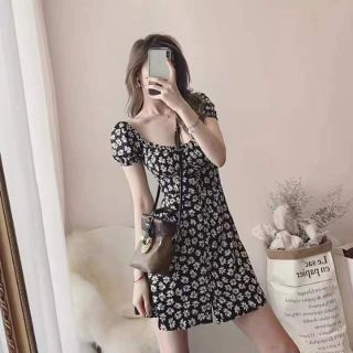 Đầm hoa cúc tay phồng