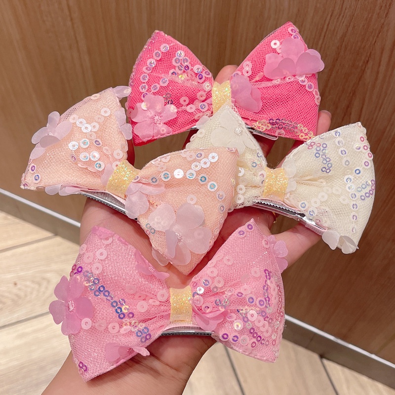 Kẹp Tóc Hình Nơ Đính Kim Sa Lấp Lánh Thời Trang Hàn Quốc Cho Nữ