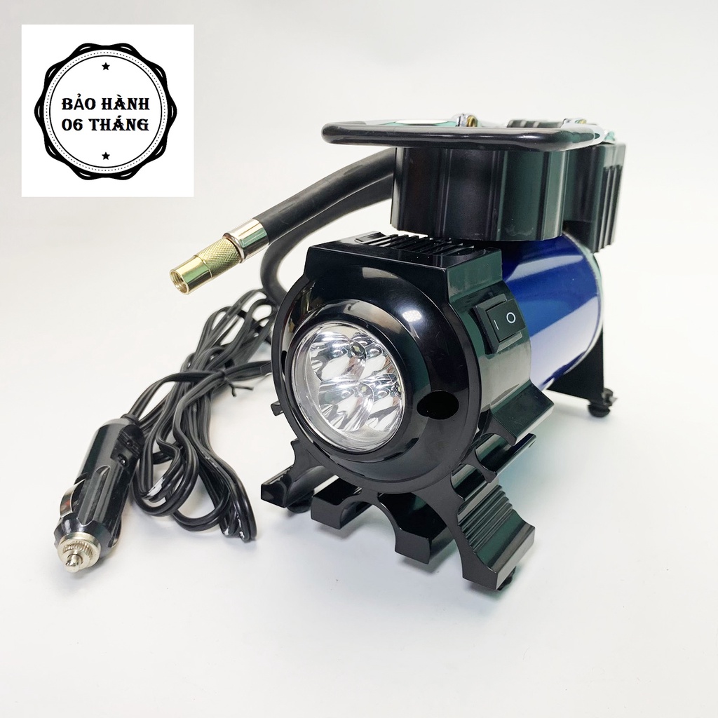 Máy bơm lốp ô tô-xe máy 12V- Máy bơm mini chuyên dụng công xuất cao 120W- kết hợp đèn pin cứu hộ giúp sử dụng an toàn