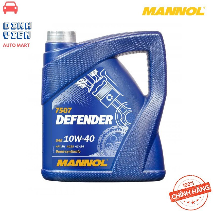 [Cao Cấp] Nhớt MANNOL 7507 Defender 10W-40 SL/CF –  4Lít Hàng Đức Chính Hãng –DV AUTO MART