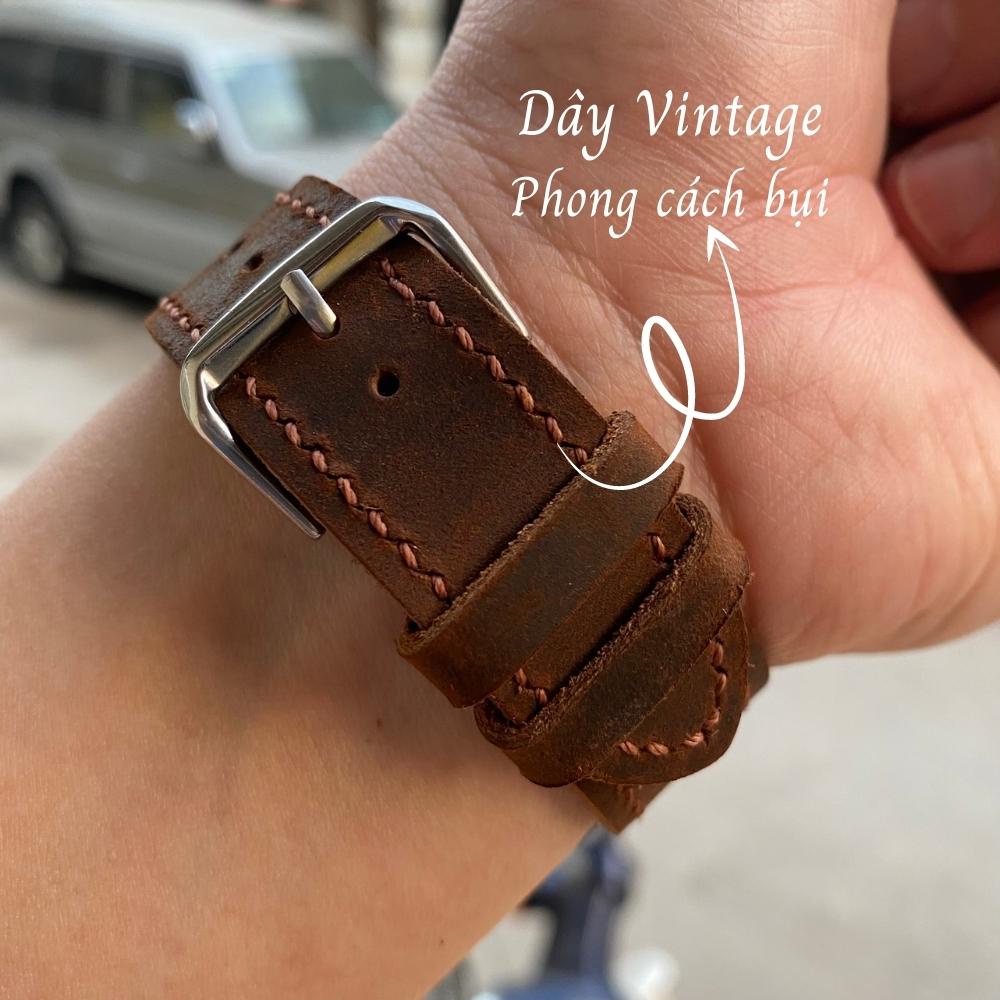 Dây da đồng hồ Vnstrap dây đồng hồ 18mm 20mm 22mm handmade da bò sáp đeo gia xịn cao cấp đẹp giá rẻ nhập khẩu M5