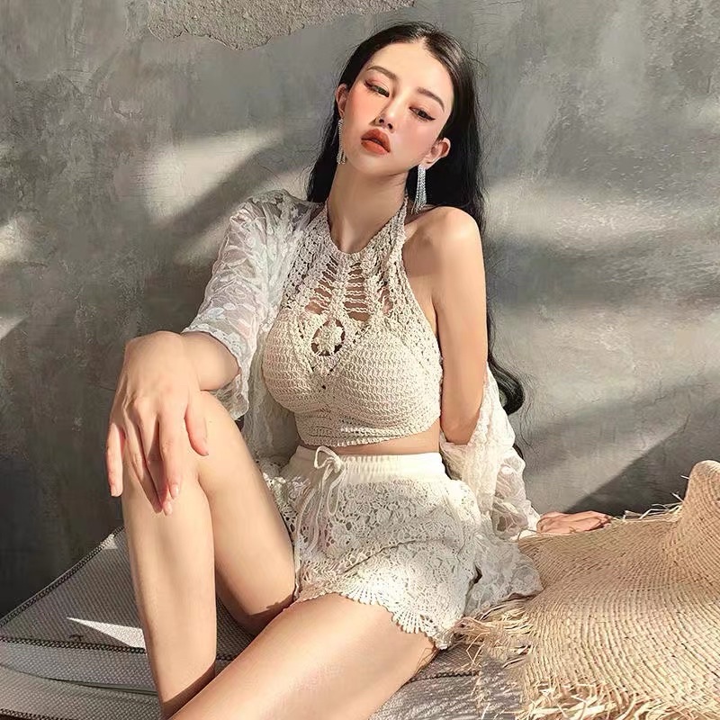 HH09-Set Bikini Ren Đi Biển Nữ 3 Món Có Bán Rời, Bộ Bơi Bikini