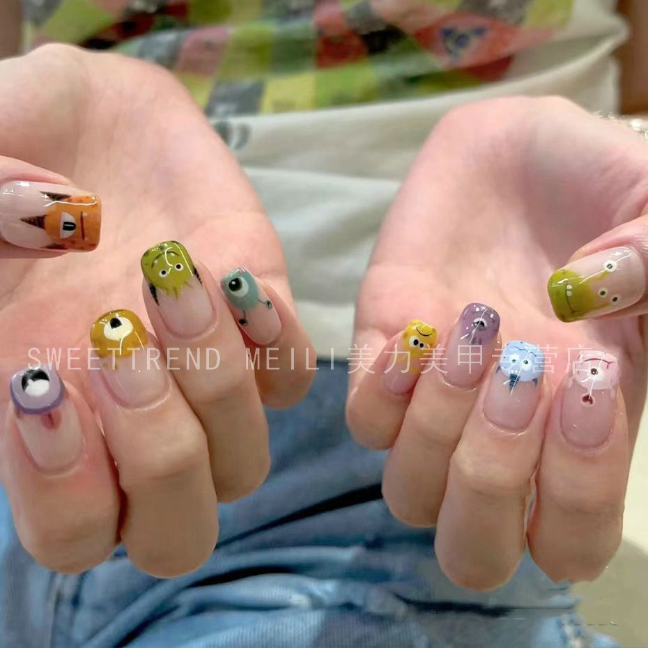 Miếng dán trang trí móng tay STZPRONAIL hình quái vật ba mắt nhỏ dễ thương ngộ nghĩnh