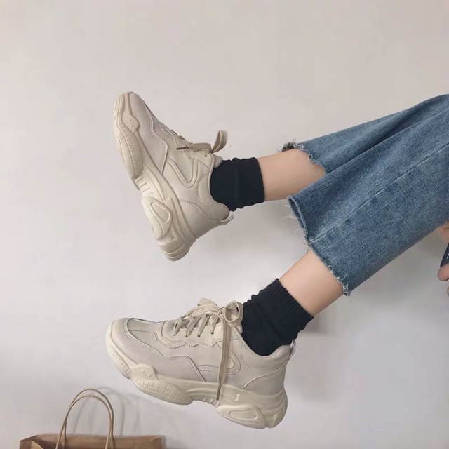 G053 [Sẵn trắng 37] (có video cận cảnh) Giày Ulzzang thể thao nữ tăng chiều cao phong cách vintage
