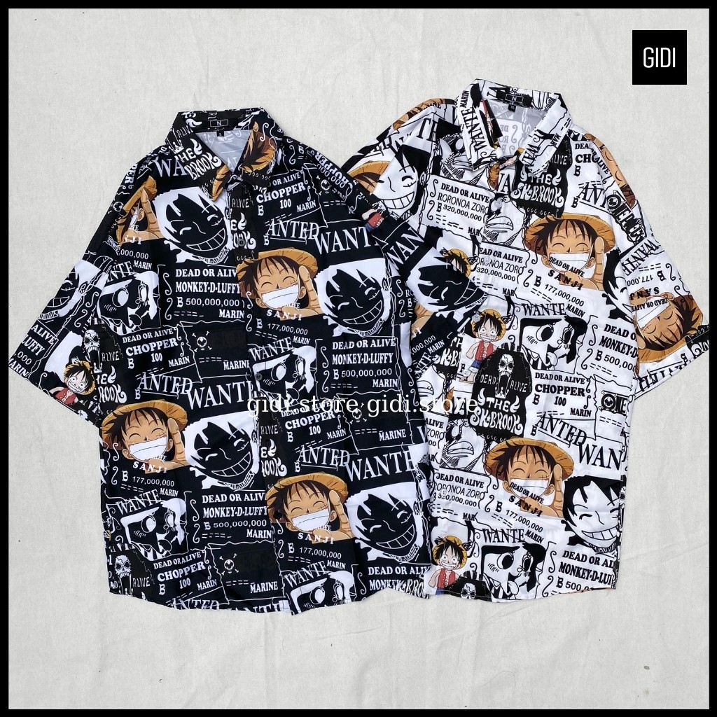 Áo Sơ mi hoạ tiết LUFFY tay lỡ Nam Nữ Unisex vải lụa ảnh thật, thoáng mát, không nhăn