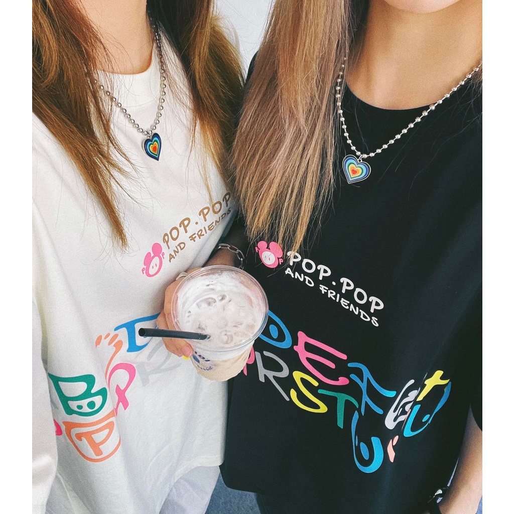 Áo thun POPPOP RAINBOW ALPHABET TEE