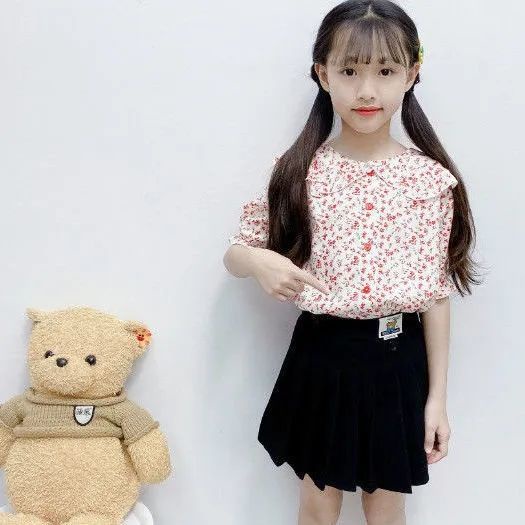 Áo Sơ Mi Cotton Cổ Búp Bê In Họa Tiết Hoa Nhí Xinh Xắn Thời Trang Phong Cách Hàn Quốc 2023 Cho Bé