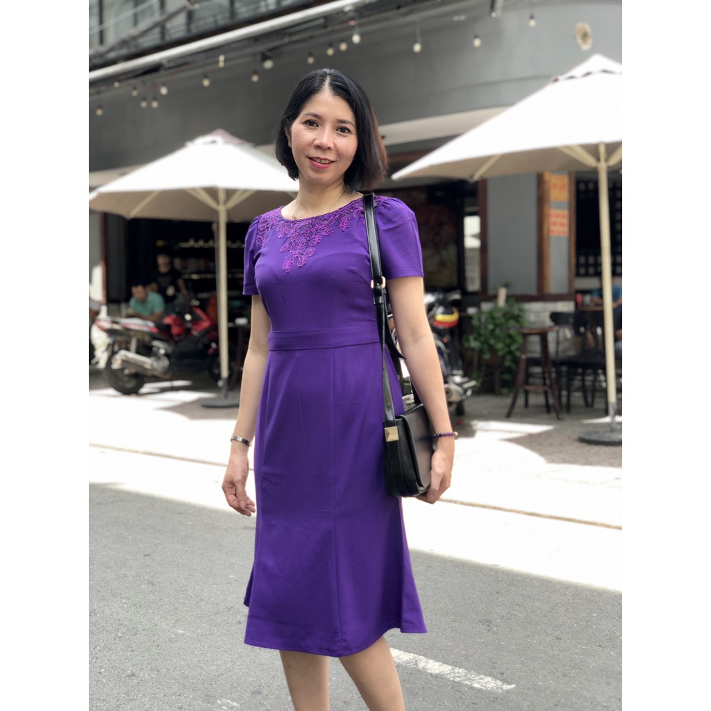 Đầm trung niên dự tiệc dáng ôm đuôi cá sang trọng MH