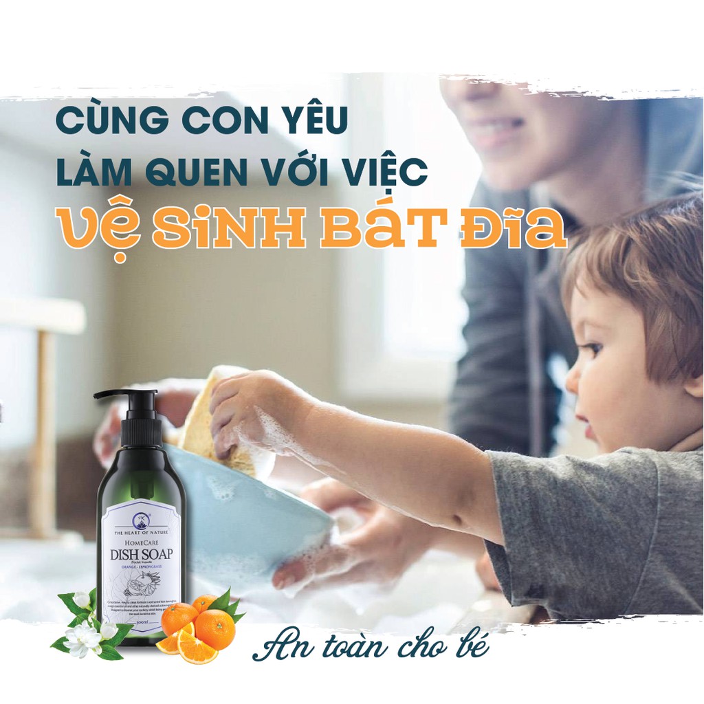 Nước rửa chén tinh dầu Sả Cam thảo mộc PK 1000ml - thành phần hữu cơ, an toàn da tay.