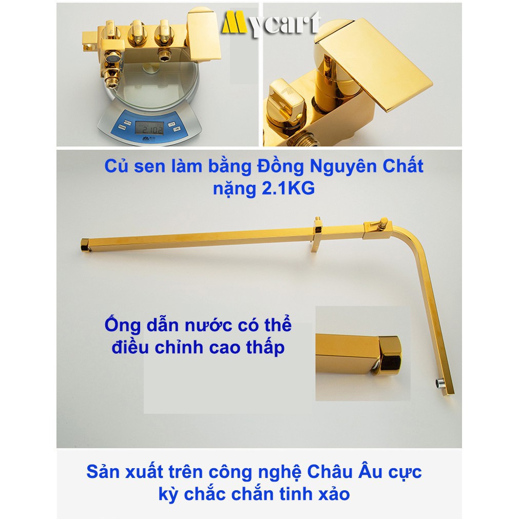 Bộ Sen cây tắm đứng nóng lạnh, Sen vòi tắm Bằng Đồng 4 trong 1 - Hàng cao cấp