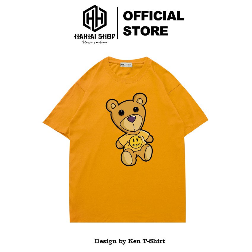 Áo Thun Đôi Nam Nữ Gấu Drew Cotton 75% Form Rộng Unisex Nam Nữ Đẹp.