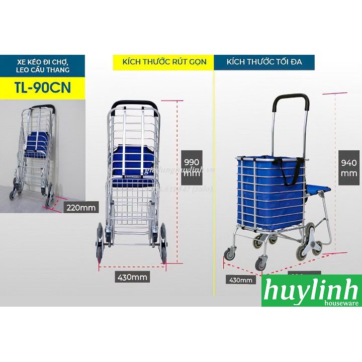 Freeship Xe kéo đi chợ, leo cầu thang Advindeq TL-90CN - 50kg