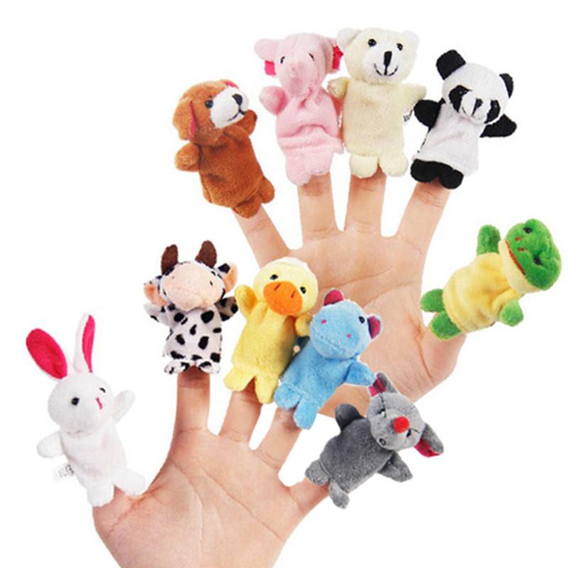 Bộ 10 con thú bông xỏ ngón tay, thú rối ngón tay gồm các con vật dễ thương kể chuyện, nhập vai cho bé