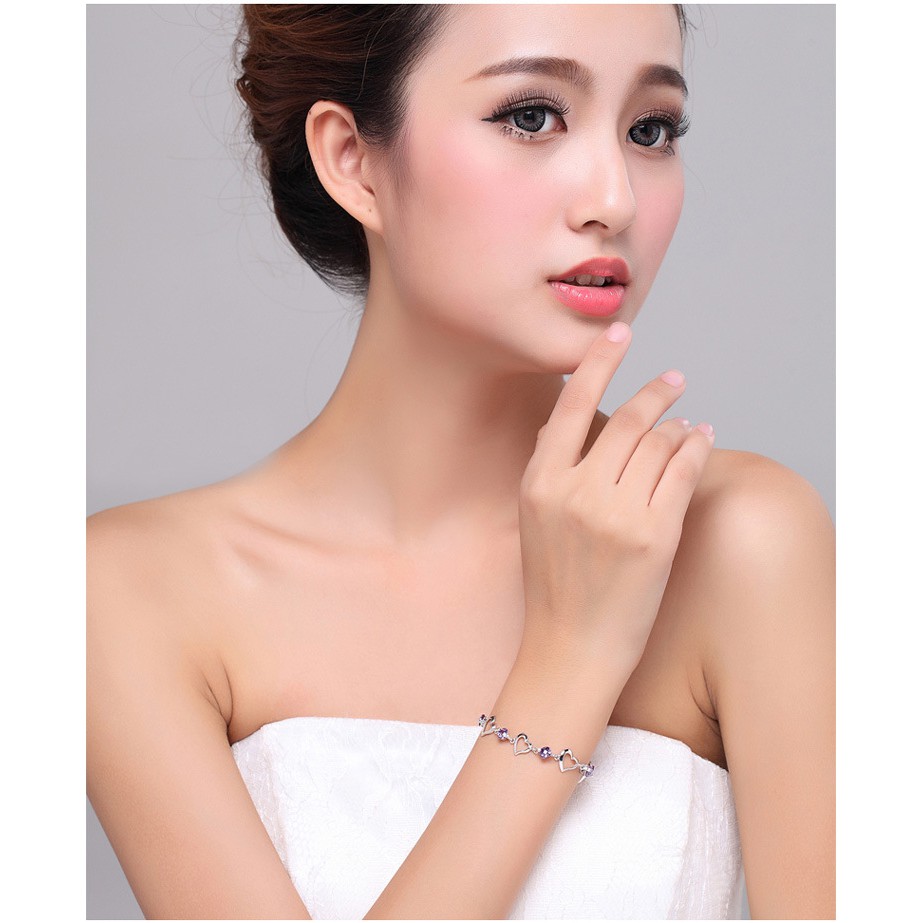 Vòng tay trái tim phong cách Hàn bạc ý 925-LT29