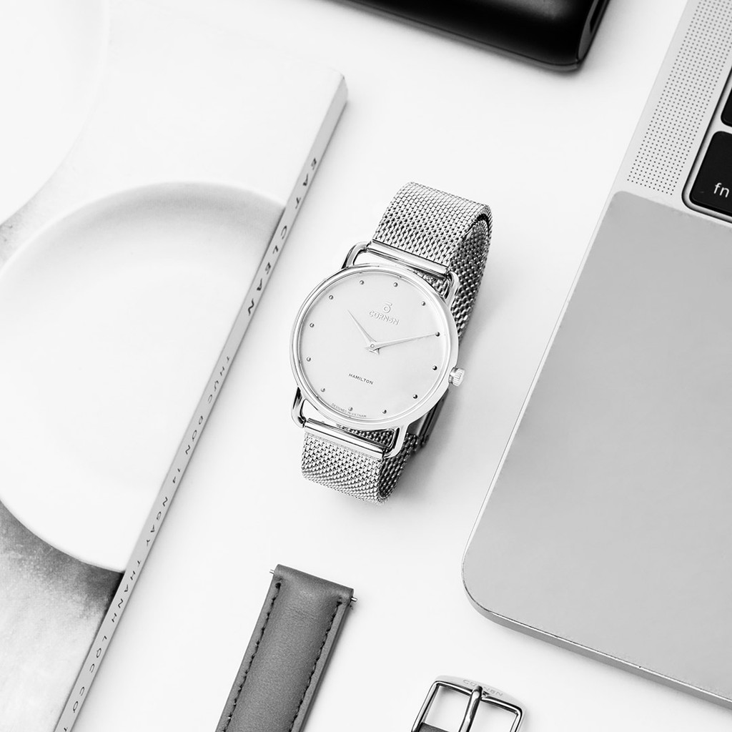 Đồng Hồ Nữ Curnon Hamilton Anne Dây Kim Loại Chính Hãng, Thiết Kế Mặt Vòm Hiện Đại