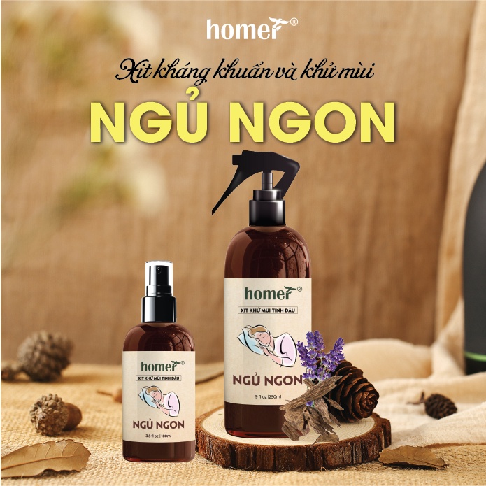 Xịt khử mùi tinh dầu Ngủ ngon Homer Thiên nhiên - Dung tích 100ml/250ml