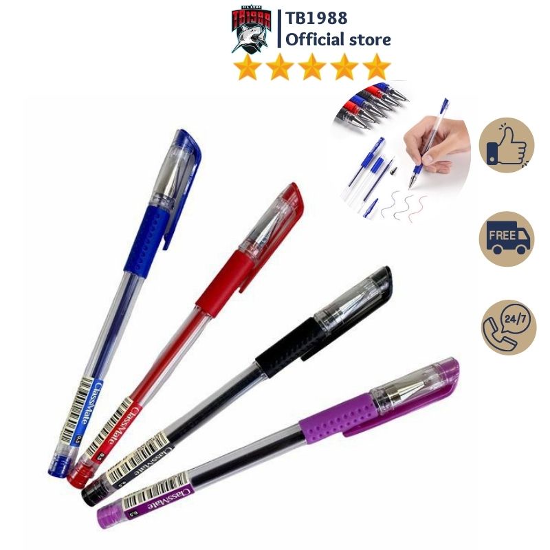 Bút bi mực nước cao cấp mực đẹp nét đều ba màu xanh đen đỏ
