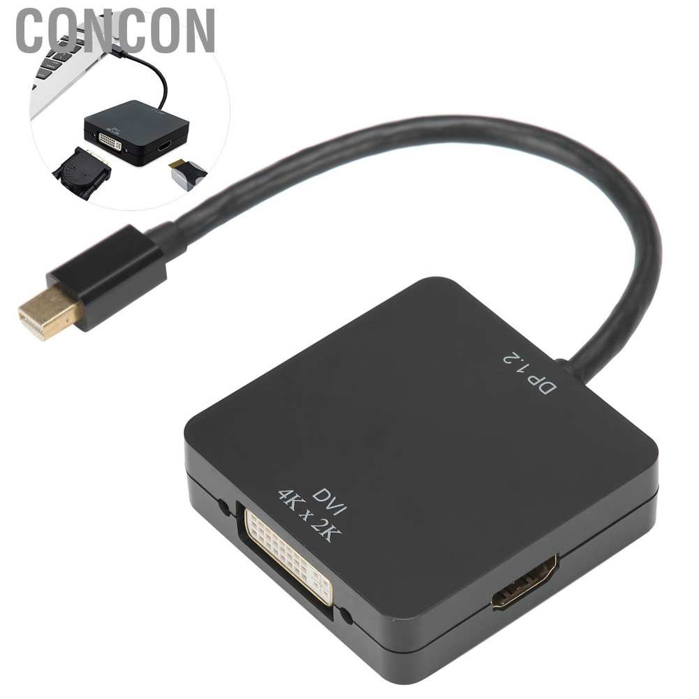 Concon 【Cheap Price】hanking Displayport to HDMI VGA DVI Adapter Mini Portable 3‑in‑1 Computer Converter Multiport Display Port 4K x 2K Suitable for All Kinds of DP Interface Conve