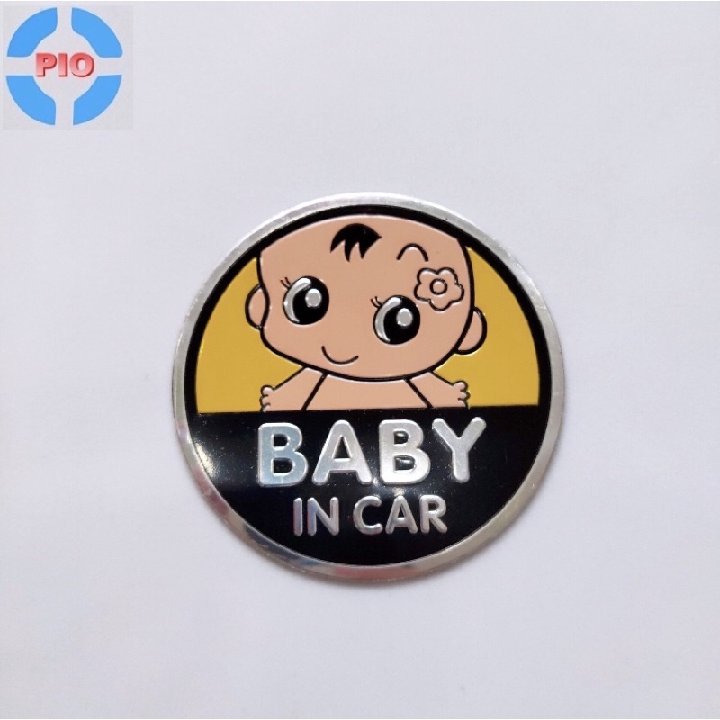 Tem Nhôm Cao Cấp Baby In Car 7.5cm Dán Xe Hơi, Ô Tô Cute Sắc Nét Chống Nước Bền Màu