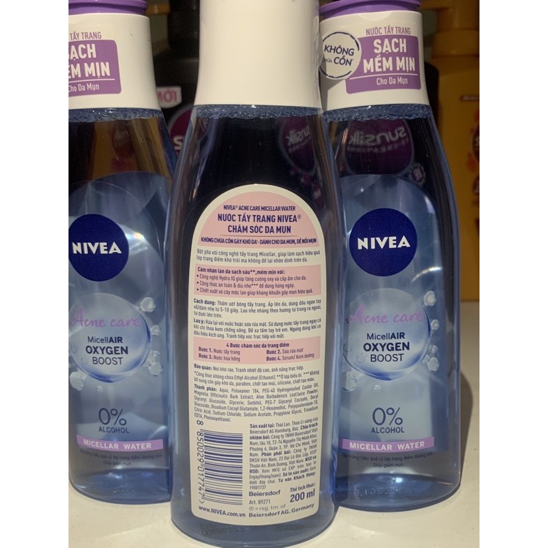 Nước tẩy trang NIVEA ngừa mụn Acne Care Micellar Water (200ml)