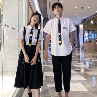 Đồng phục lớp tốt nghiệp bộ đồ mùa hè học sinh trung học cơ sở và trung học phổ thông jk áo sơ mi trắng dây đeo váy dài