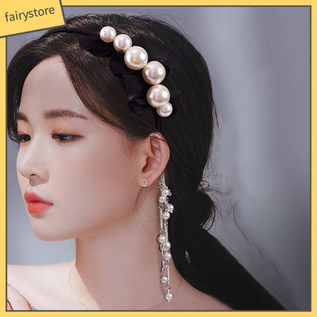 Băng Đô Cài Tóc Đính Ngọc Trai Giả Sang Trọng Cho Nữ