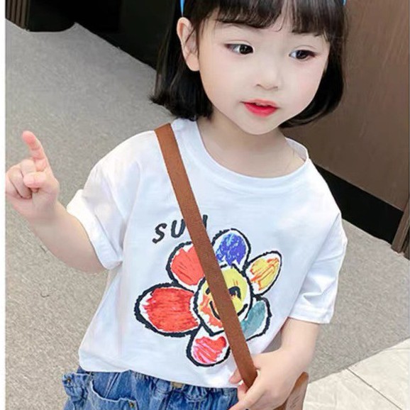 Áo thun bé gái Con Xinh cotton Hoa mặt trời  áo thun trẻ em từ 5 đến 14 tuổi