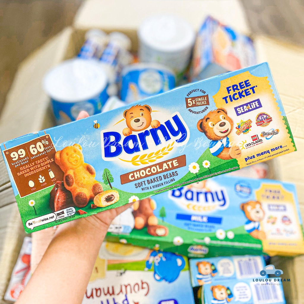 Bánh bông lan gấu Lulu / Barny nội địa UK - Pháp hộp 5 gói 125gr
