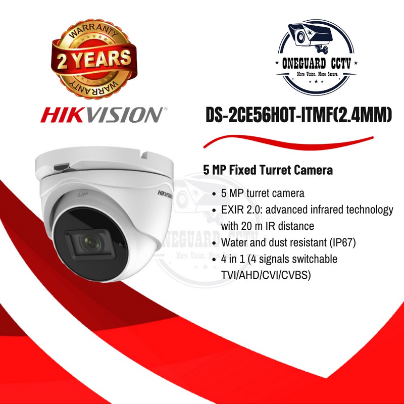 Camera Hikvision Ds-2ce56h0t-itmf (2.4mm) 5mp Turret