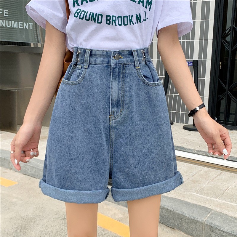 Quần jean ngố gài khuy MunMunStore jean ngố denim phom xòe, lưng cao mềm mại ( ảnh + video thật)