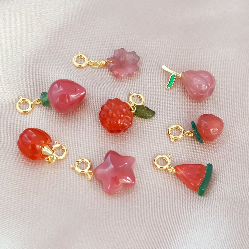 Chuỗi Hạt Đá Mã Não Tự Nhiên Khắc Họa Tiết Trái Cây Dùng Làm Trang Sức