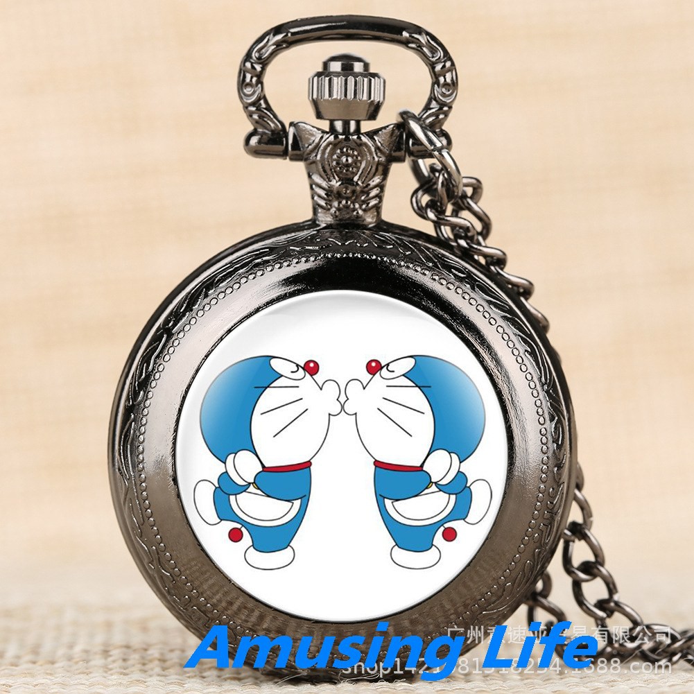 Quartz Pocket Watch Retro Vừa Thương Mại Nước Ngoài Bán Đồng Hồ Bỏ Túi Anime Dễ Thương Doraemon Họa Tiết Hình Ảnh Bản Đồ