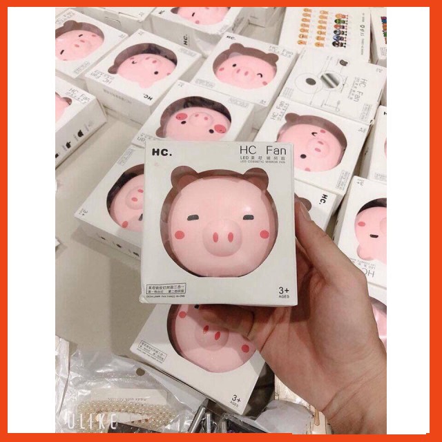 Quạt mini Hình Heo/ Gấu siêu đẹp kèm gương và đèn led siêu hot phong cách hàn quốc ngẫu nhiên | BigBuy360 - bigbuy360.vn