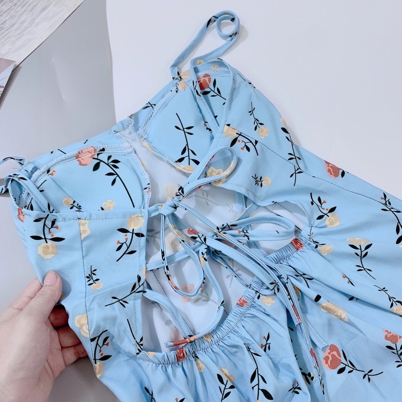 VN90 - VÁY 2 DÂY HOA XANH ĐỆM NGỰC NỮ | BigBuy360 - bigbuy360.vn