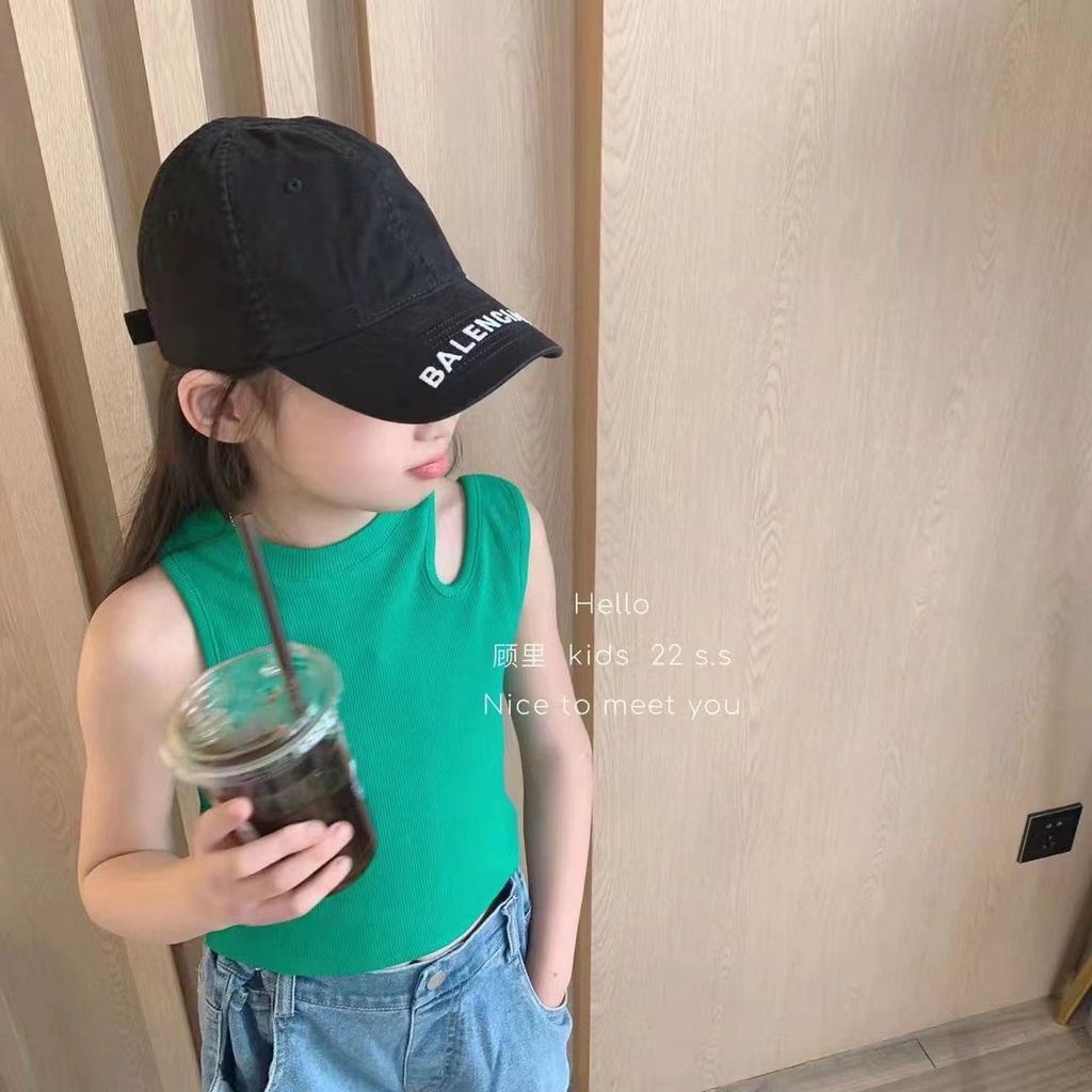 Áo Cotton Không Tay Thiết Kế Khoét Lỗ Phong Cách Nhật Hàn Thời Trang Mùa Hè Hàng Mới 2022 Dành Cho Bé Gái
