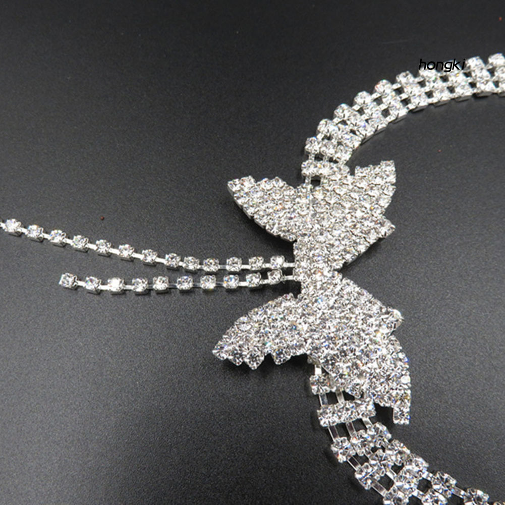 Bộ vòng cổ + Bông Tai Hình Bướm Đính Đá Thời Trang Cho Nữ